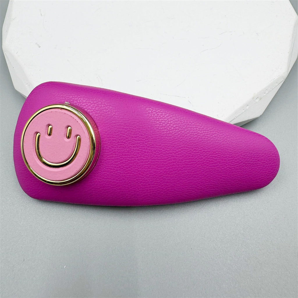 Smiling face FushiaTeardrop Hair Pin L4719