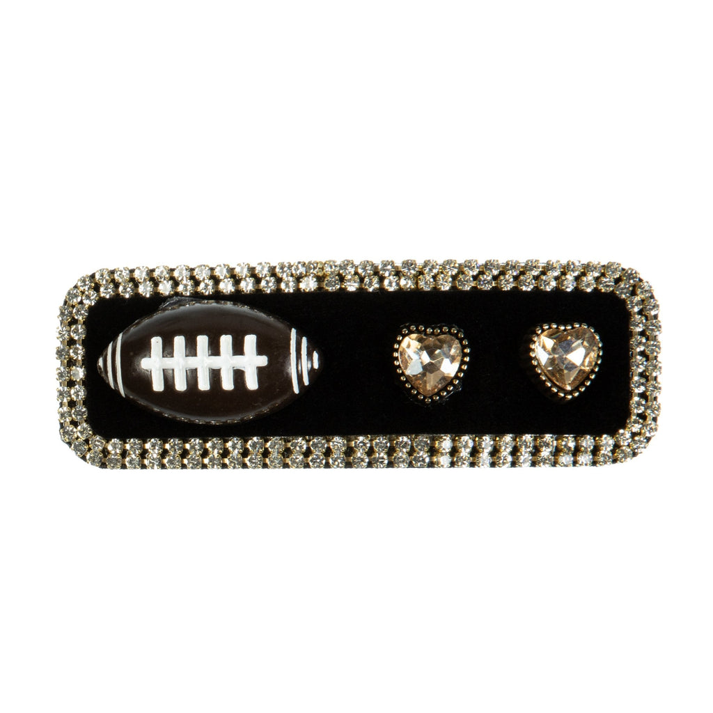 Love Rugby Rhinestone Rectangle Hair Pin L4737