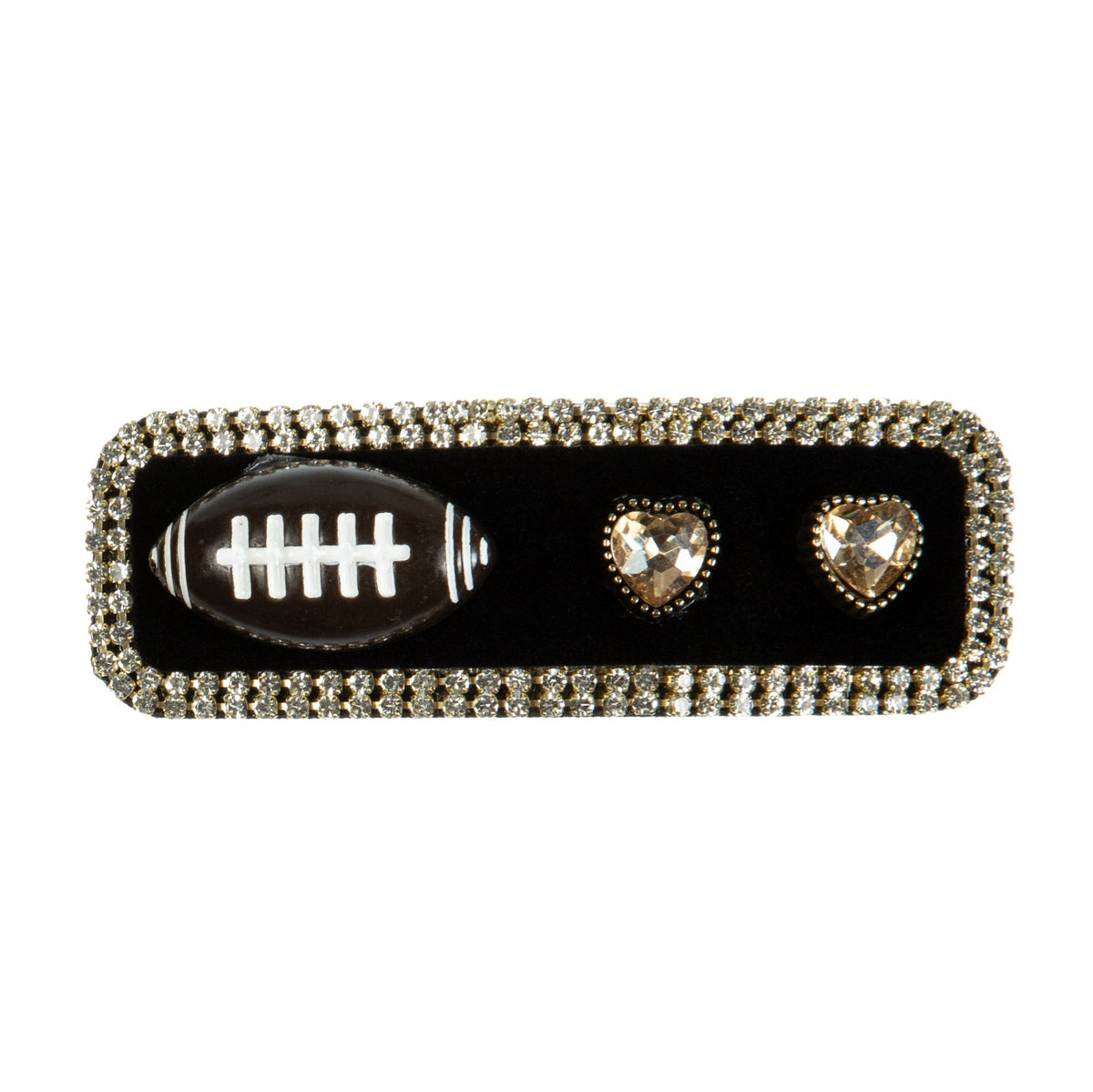 Love Rugby Rhinestone Rectangle Hair Pin L4737