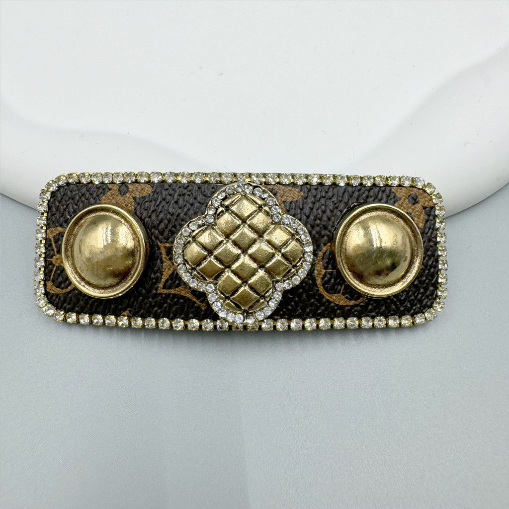 Clover Rhinestone Rectangle Hair Pin L4742