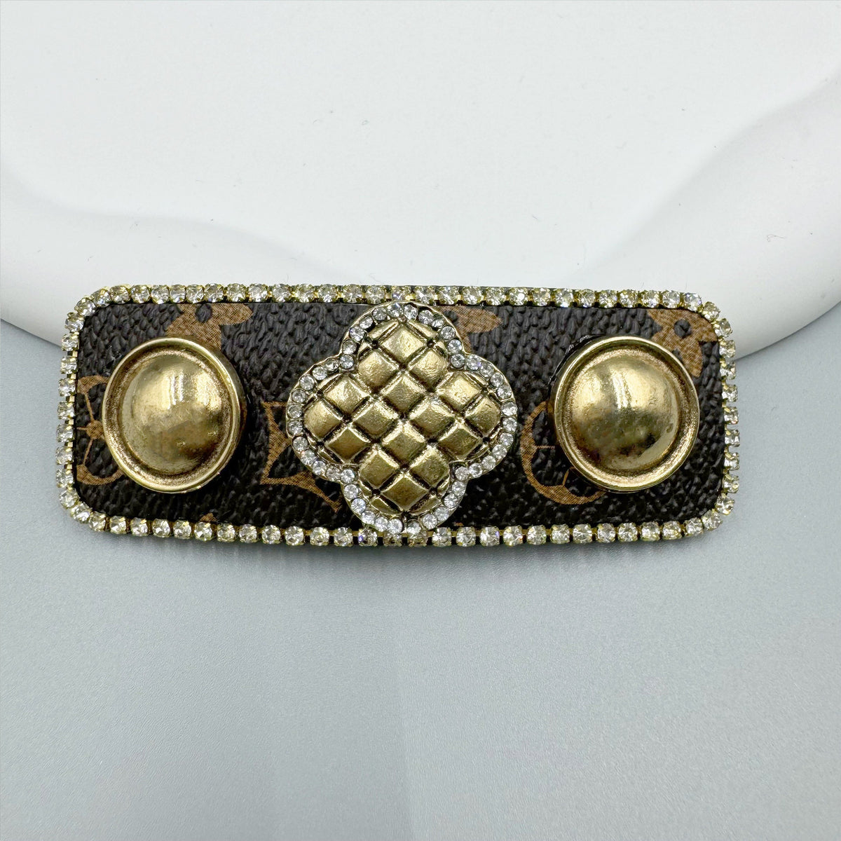 Clover Rhinestone Rectangle Hair Pin L4742