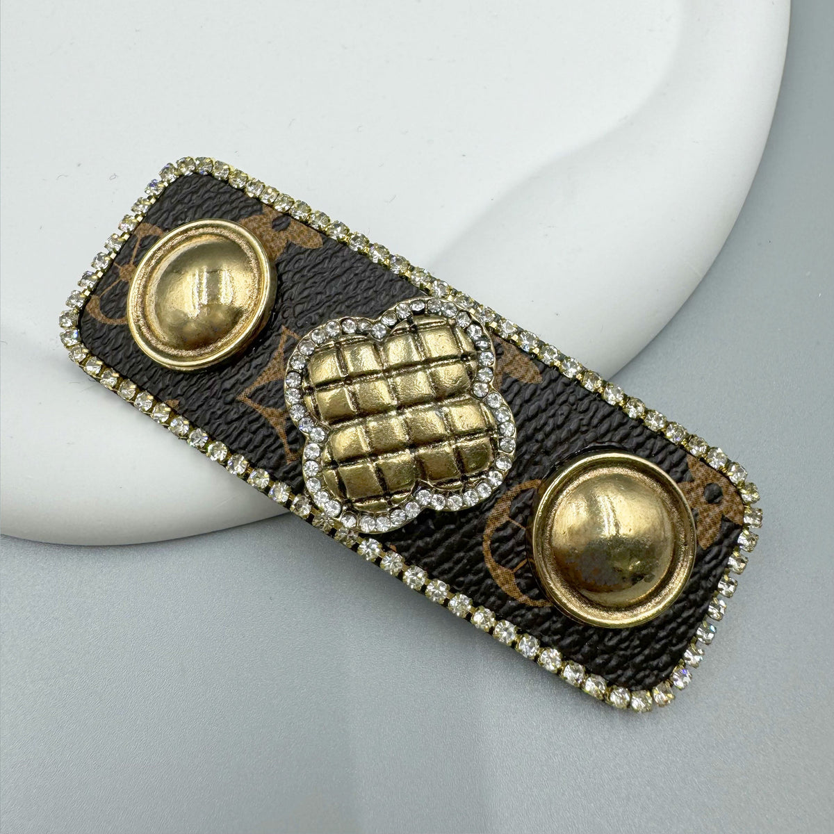 Clover Rhinestone Rectangle Hair Pin L4742