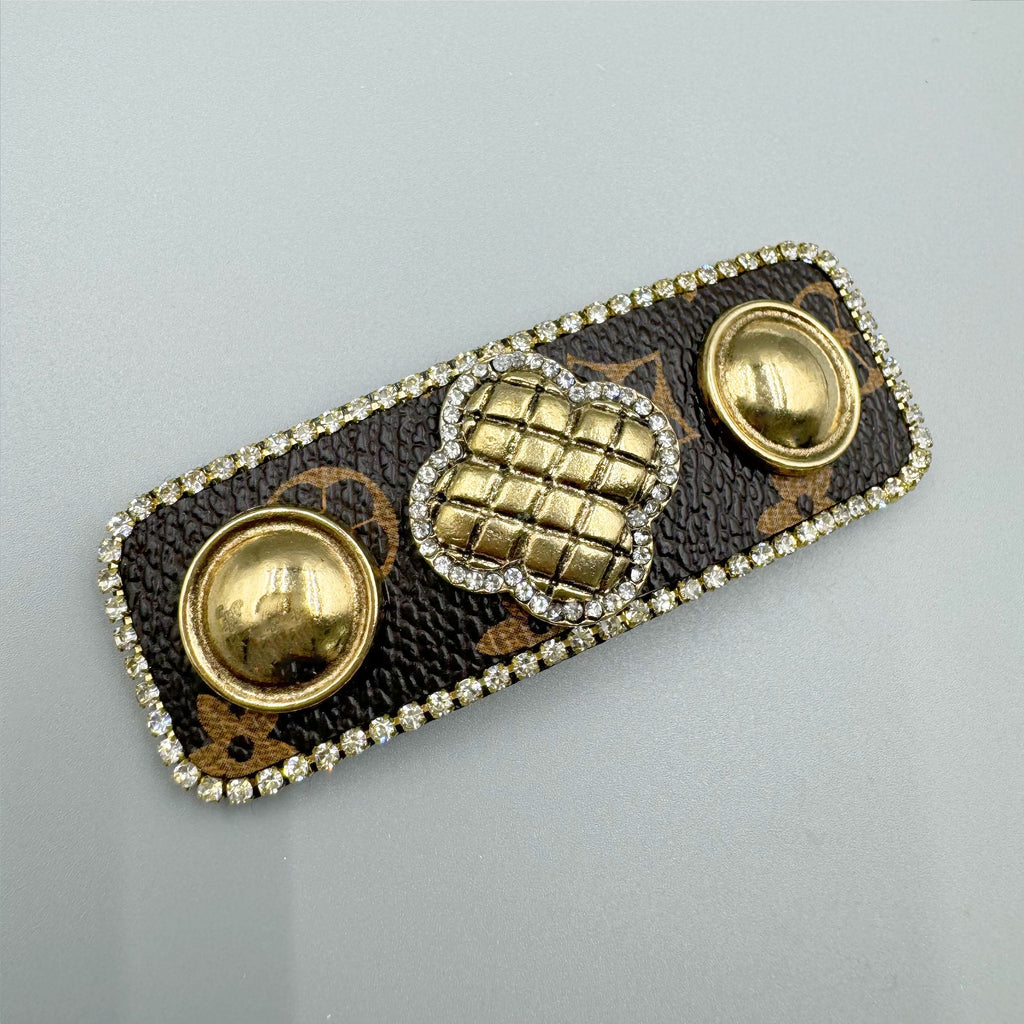 Clover Rhinestone Rectangle Hair Pin L4742