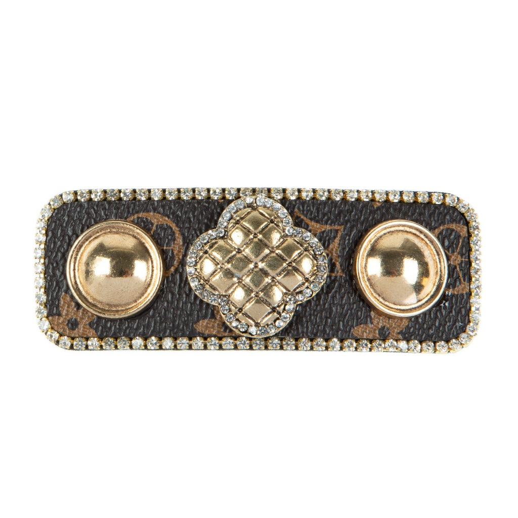 Clover Rhinestone Rectangle Hair Pin L4742