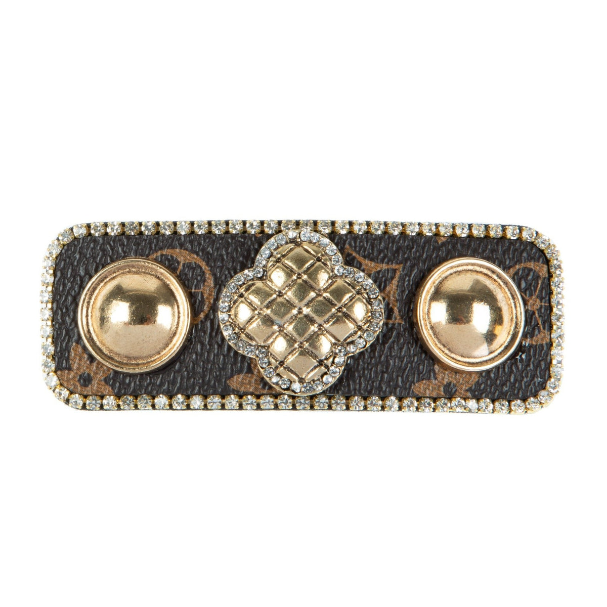 Clover Rhinestone Rectangle Hair Pin L4742