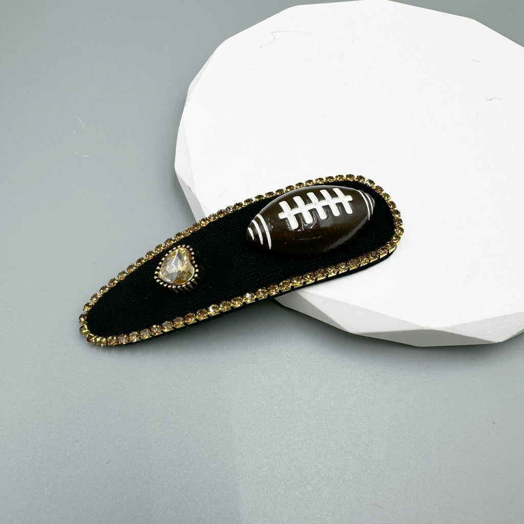 Baseball Heart Rhinestone Teardrop Hair Pin L4746