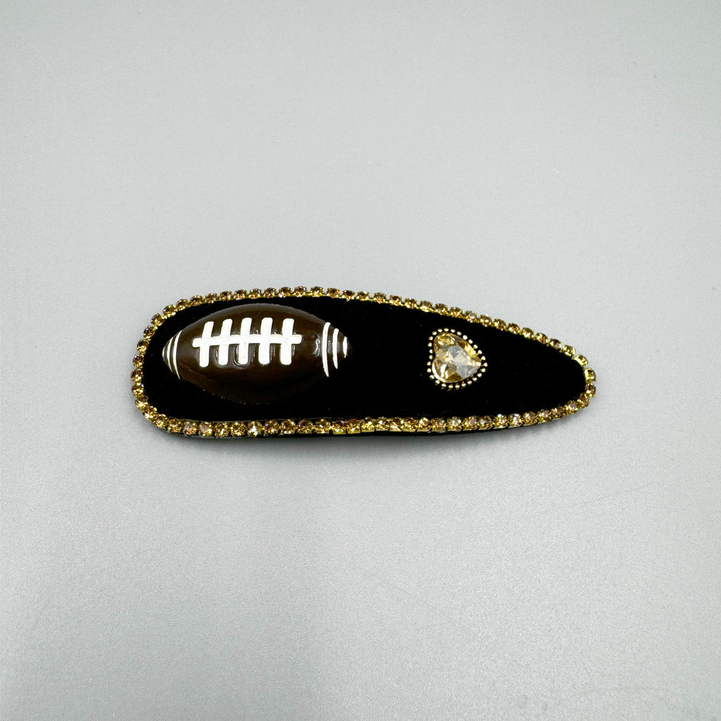 Baseball Heart Rhinestone Teardrop Hair Pin L4746