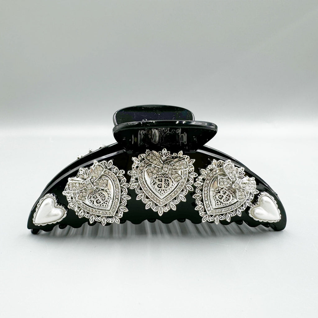 Heart Rhinestone Semicircle Acrylic Hair Clip L4751
