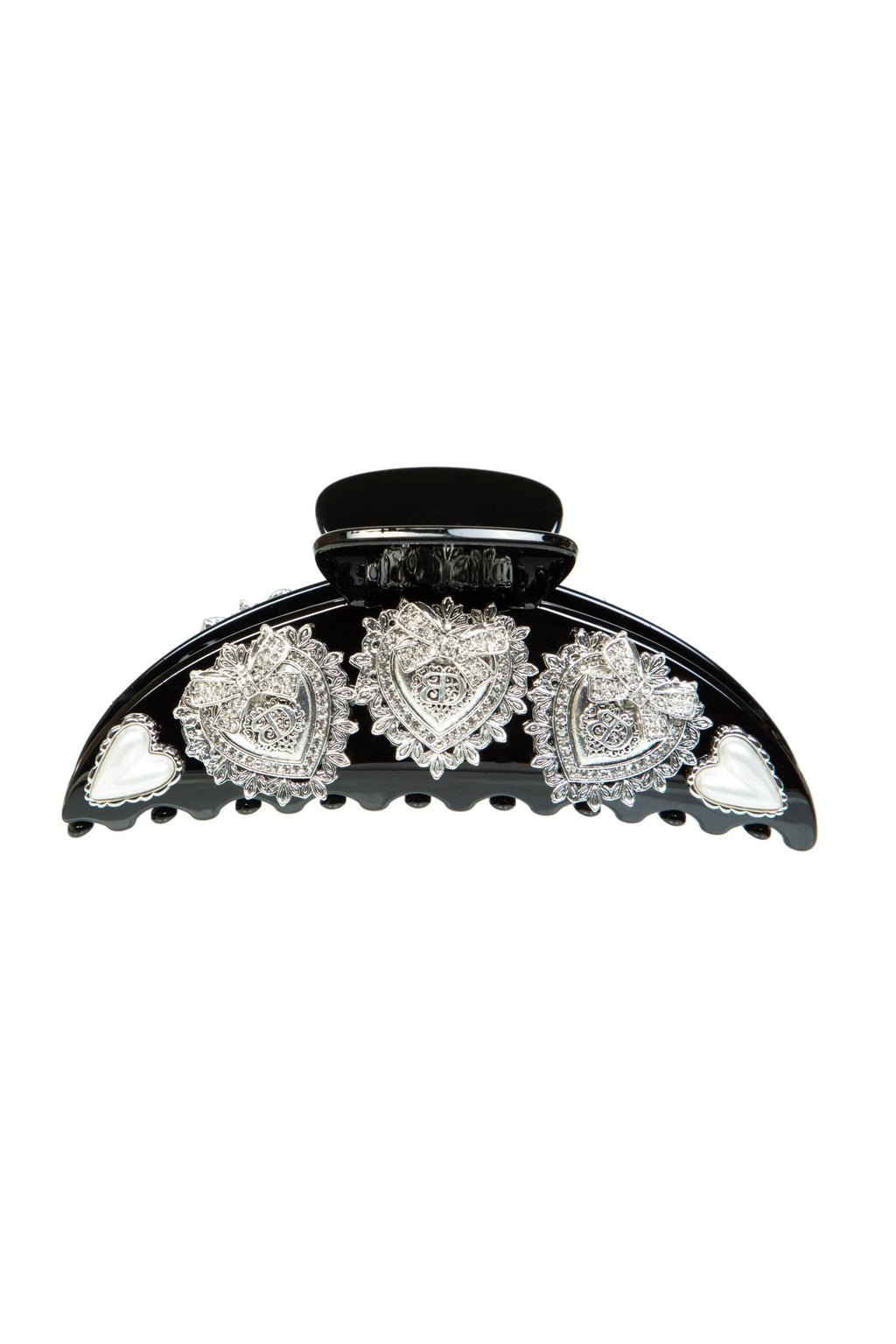 Heart Rhinestone Semicircle Acrylic Hair Clip L4751