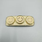 Three Smiley Face Rhinestone Rectangle Hair Pin L4756