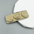 Three Smiley Face Rhinestone Rectangle Hair Pin L4756