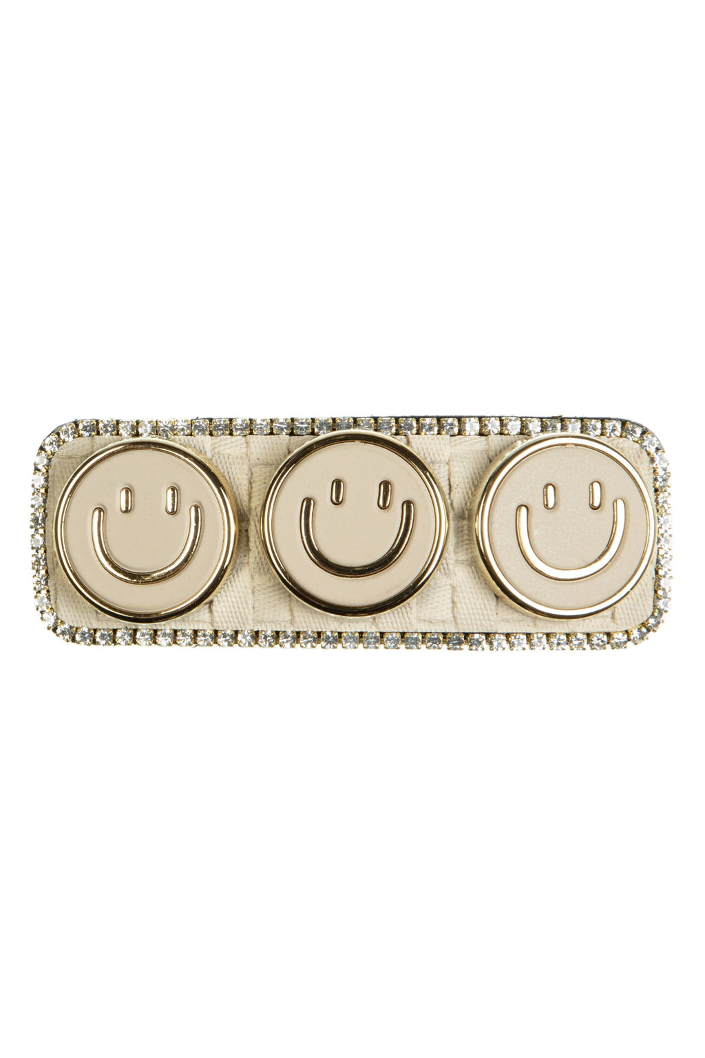Three Smiley Face Rhinestone Rectangle Hair Pin L4756