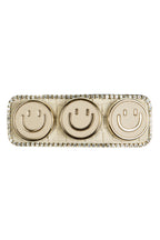 Three Smiley Face Rhinestone Rectangle Hair Pin L4756