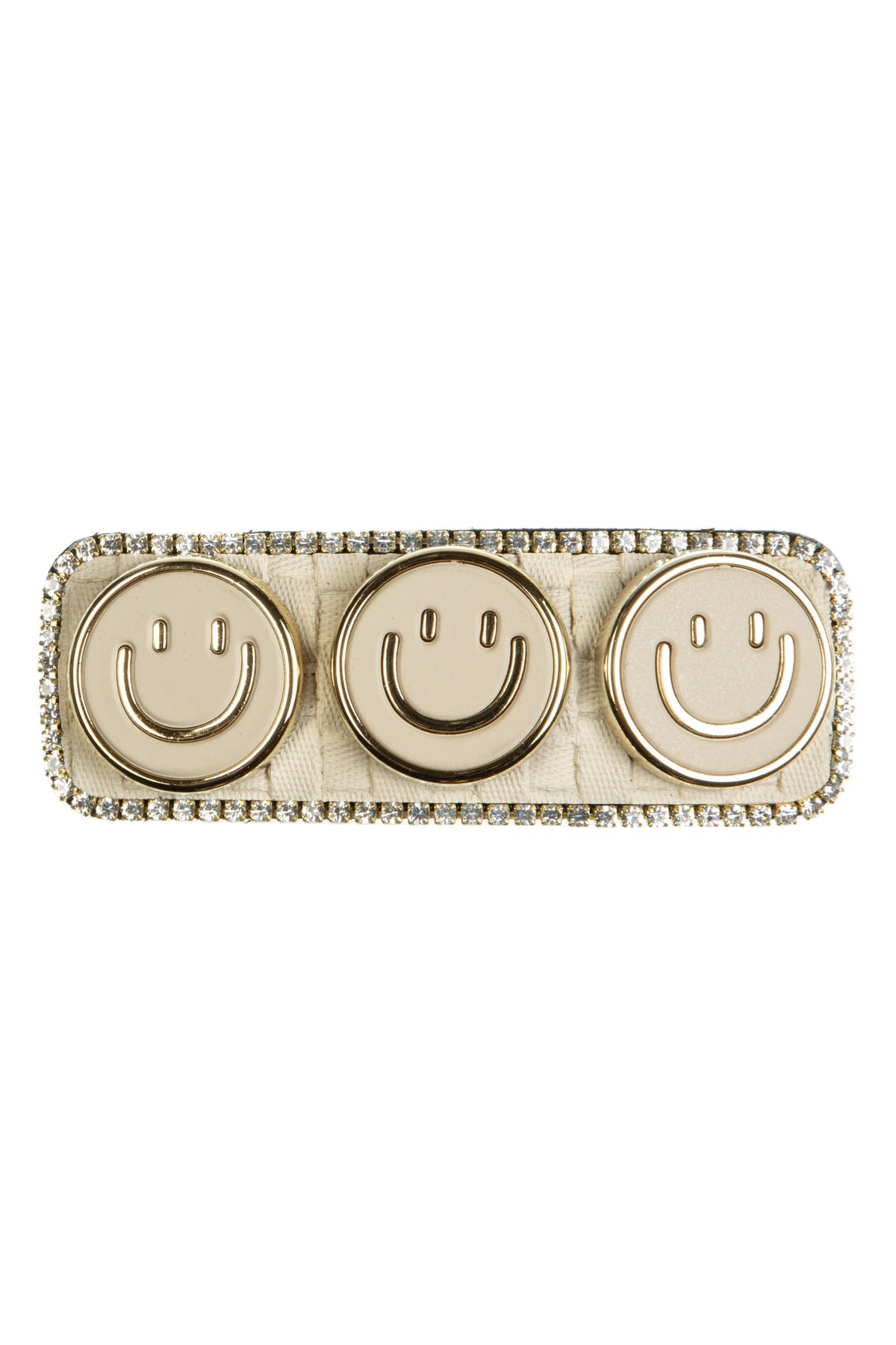 Three Smiley Face Rhinestone Rectangle Hair Pin L4756