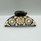 Floral Rhinestone Semicircle Acrylic Hair Clip L4759