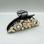 Floral Rhinestone Semicircle Acrylic Hair Clip L4759