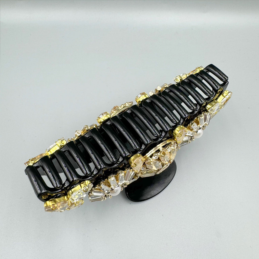 Floral Rhinestone Semicircle Acrylic Hair Clip L4759
