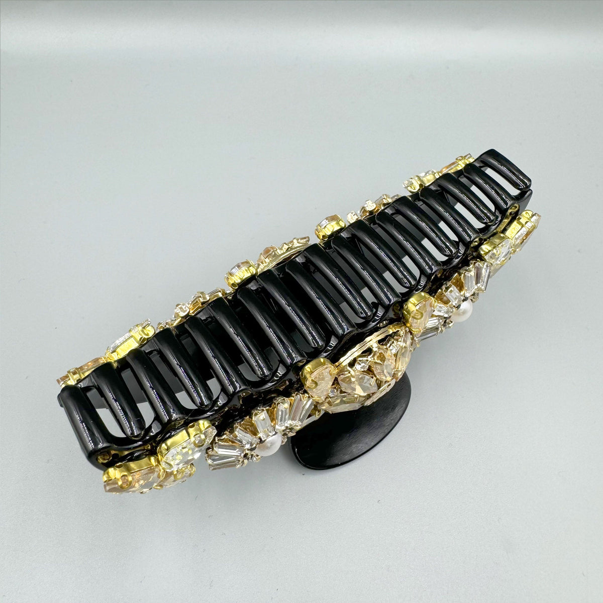 Floral Rhinestone Semicircle Acrylic Hair Clip L4759