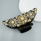 Floral Rhinestone Semicircle Acrylic Hair Clip L4759