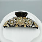 Floral Rhinestone Semicircle Acrylic Hair Clip L4759