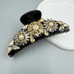 Floral Rhinestone Semicircle Acrylic Hair Clip L4759