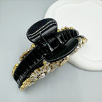 Floral Rhinestone Semicircle Acrylic Hair Clip L4759