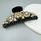 Floral Rhinestone Semicircle Acrylic Hair Clip L4759