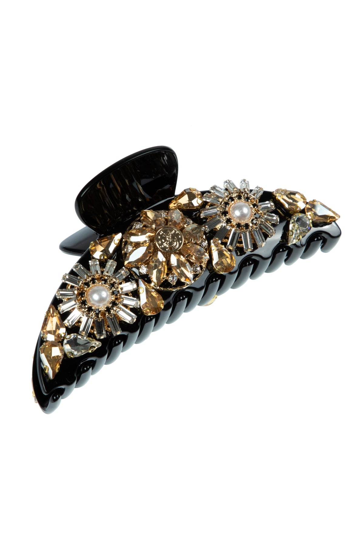Floral Rhinestone Semicircle Acrylic Hair Clip L4759