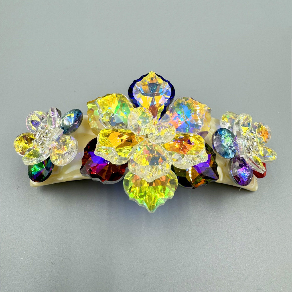 Floral Rhinestone Acrylic Hair Frenchbarrette L4763