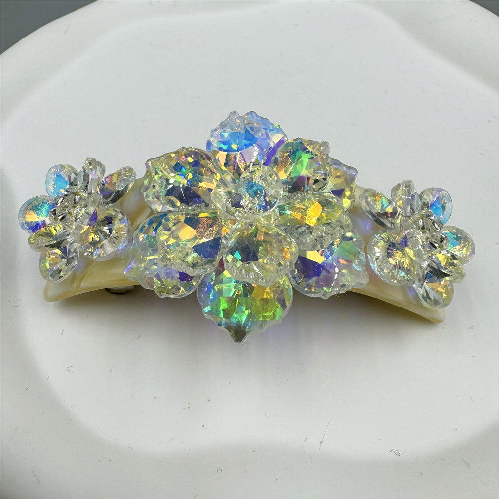 Floral Rhinestone Acrylic Hair Frenchbarrette L4763