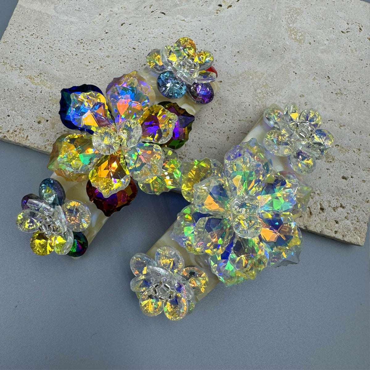 Floral Rhinestone Acrylic Hair Frenchbarrette L4763