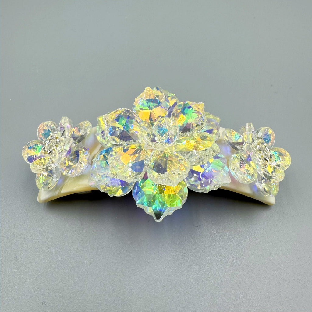 Floral Rhinestone Acrylic Hair Frenchbarrette L4763