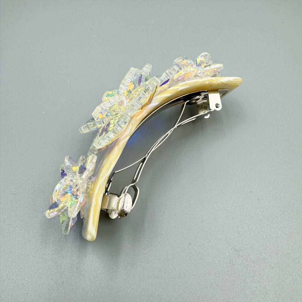 Floral Rhinestone Acrylic Hair Frenchbarrette L4763
