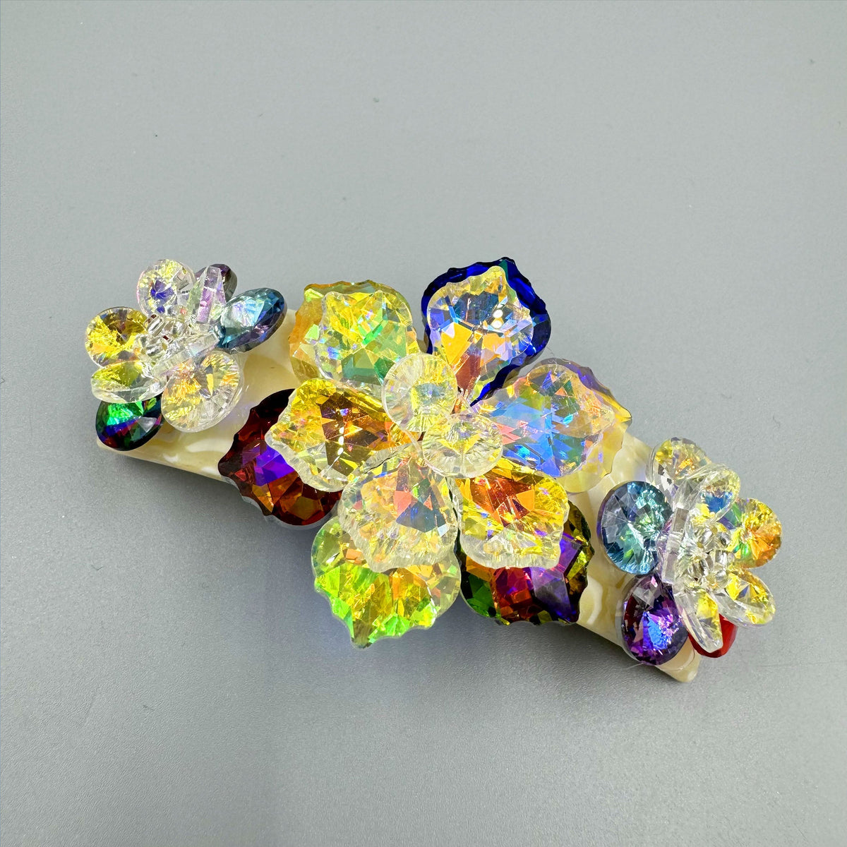 Floral Rhinestone Acrylic Hair Frenchbarrette L4763