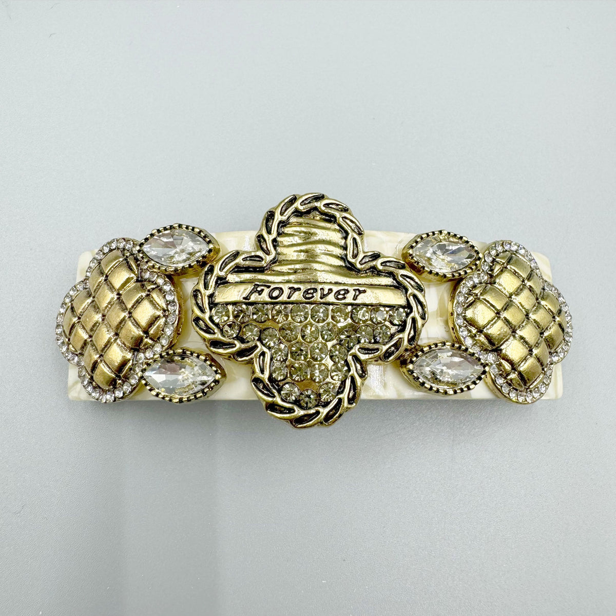 Clover Rhinestone Acrylic Hair Frenchbarrette L4770