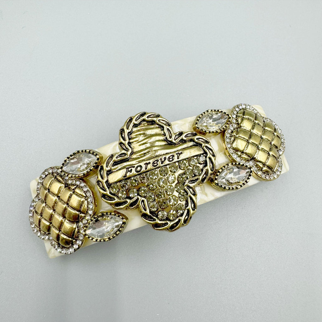 Clover Rhinestone Acrylic Hair Frenchbarrette L4770