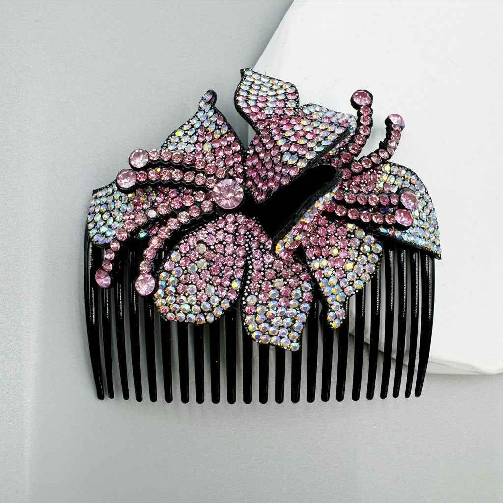 Floral Rhinestone Hair Comb L4778