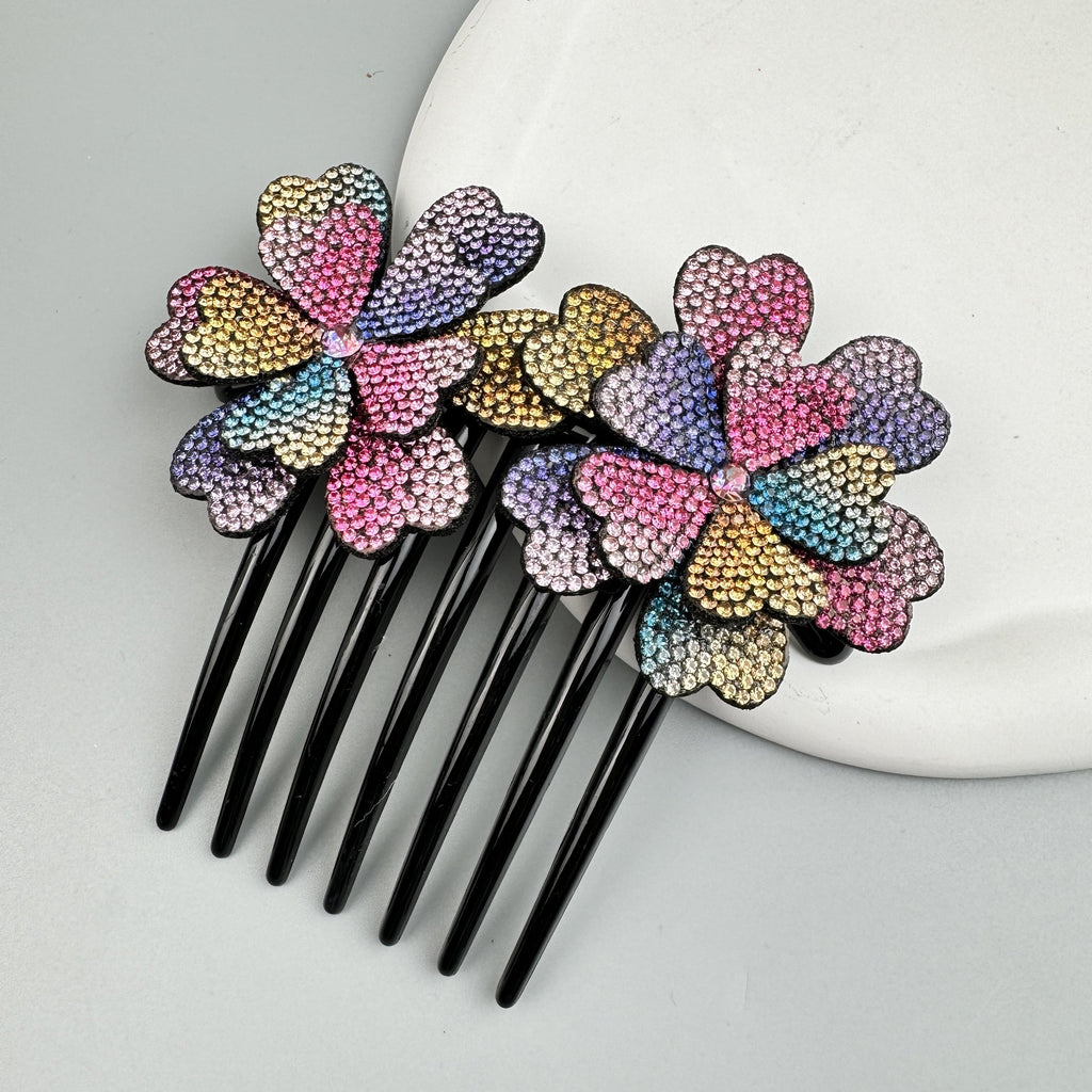 Flower Rhinestone Hair Comb L4779