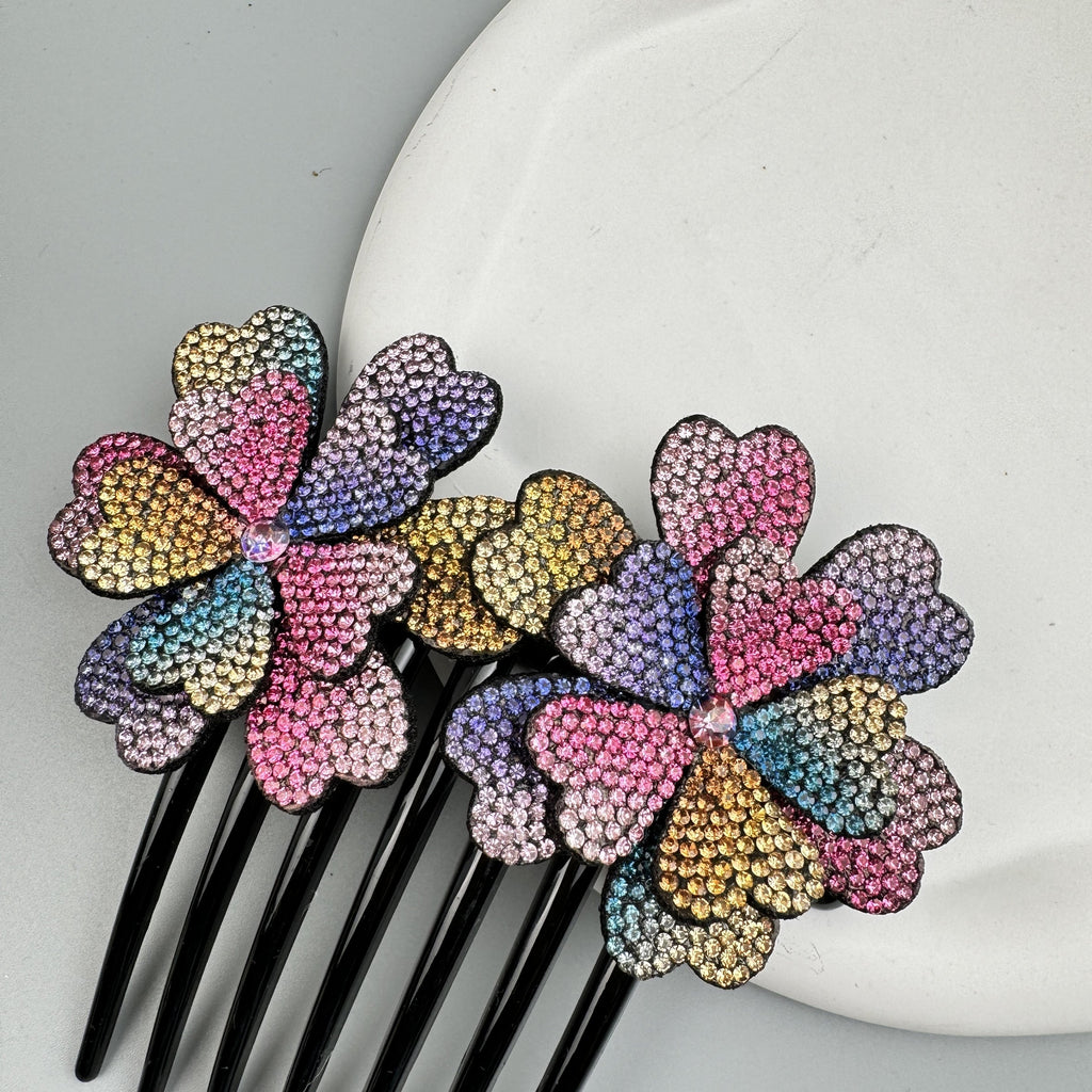 Flower Rhinestone Hair Comb L4779
