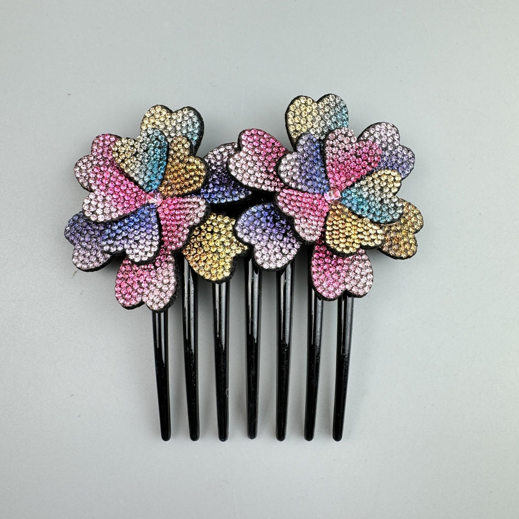 Flower Rhinestone Hair Comb L4779