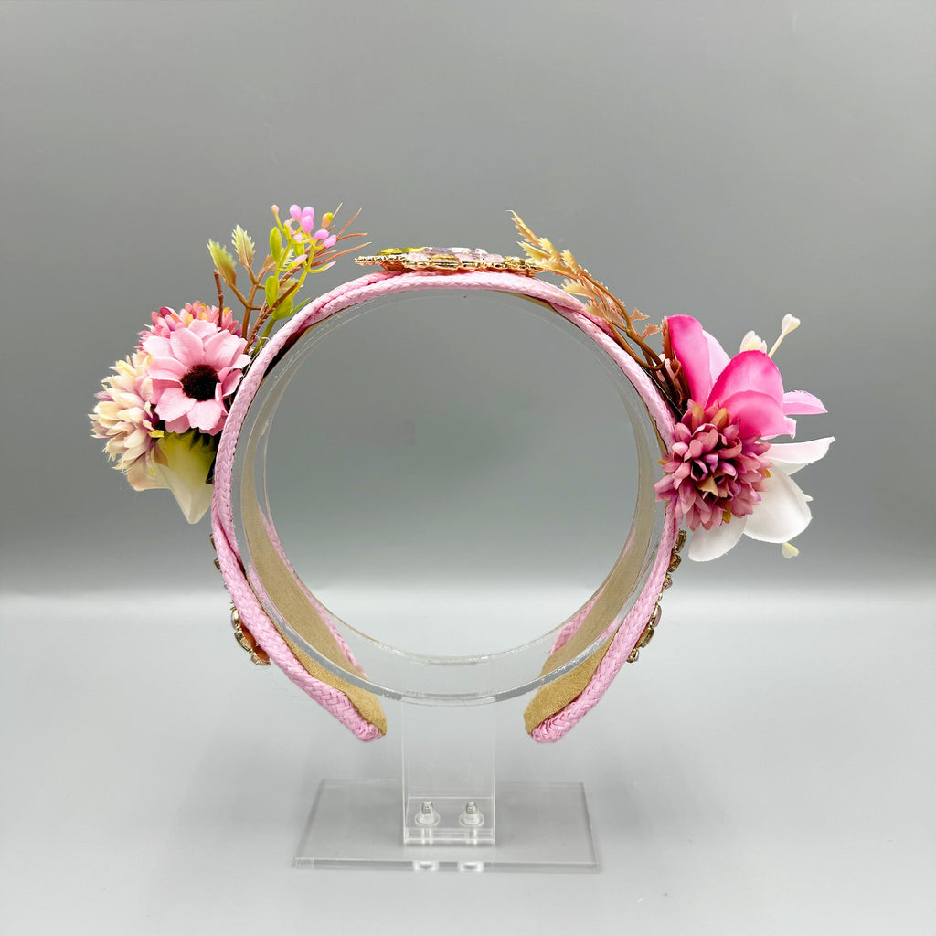 Floral Rhinestone Braided Headband L4805