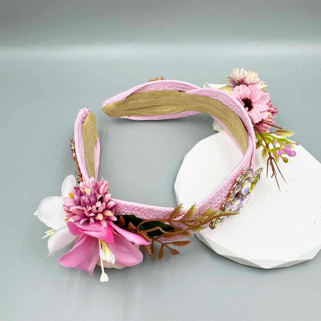 Floral Rhinestone Braided Headband L4805