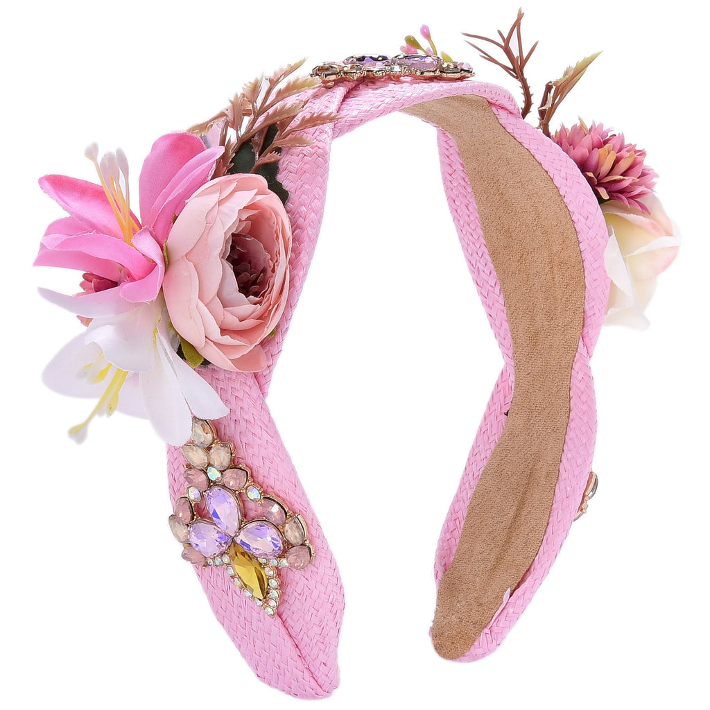 Floral Rhinestone Braided Headband L4805
