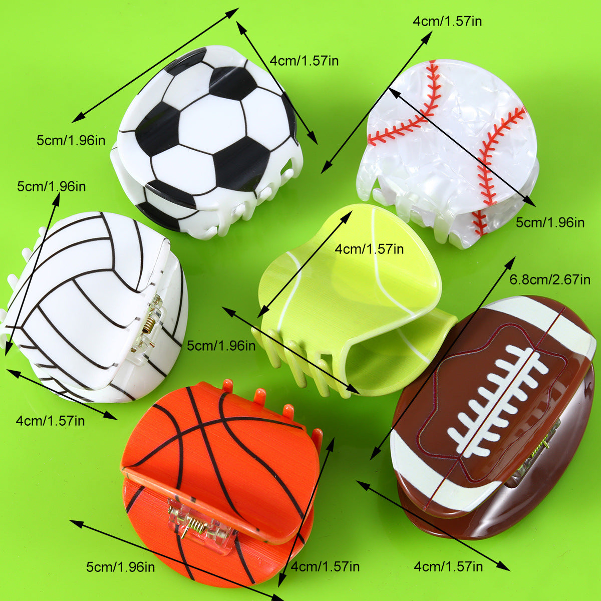 Football Acrylic Hair Clip L4814