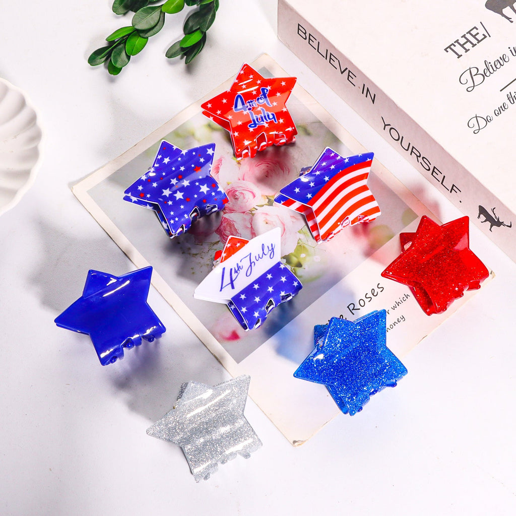 Star American Flag Acrylic Hair Clip L4858