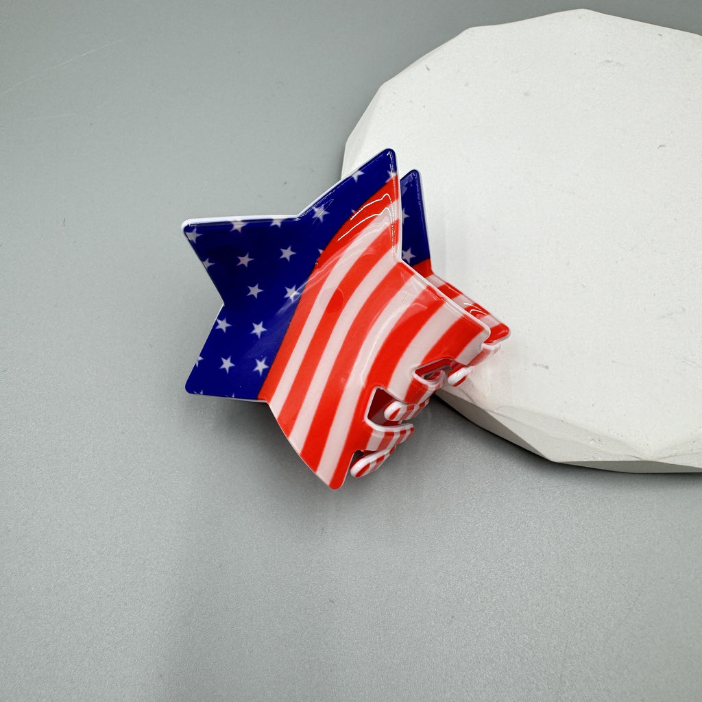 Star American Flag Acrylic Hair Clip L4858