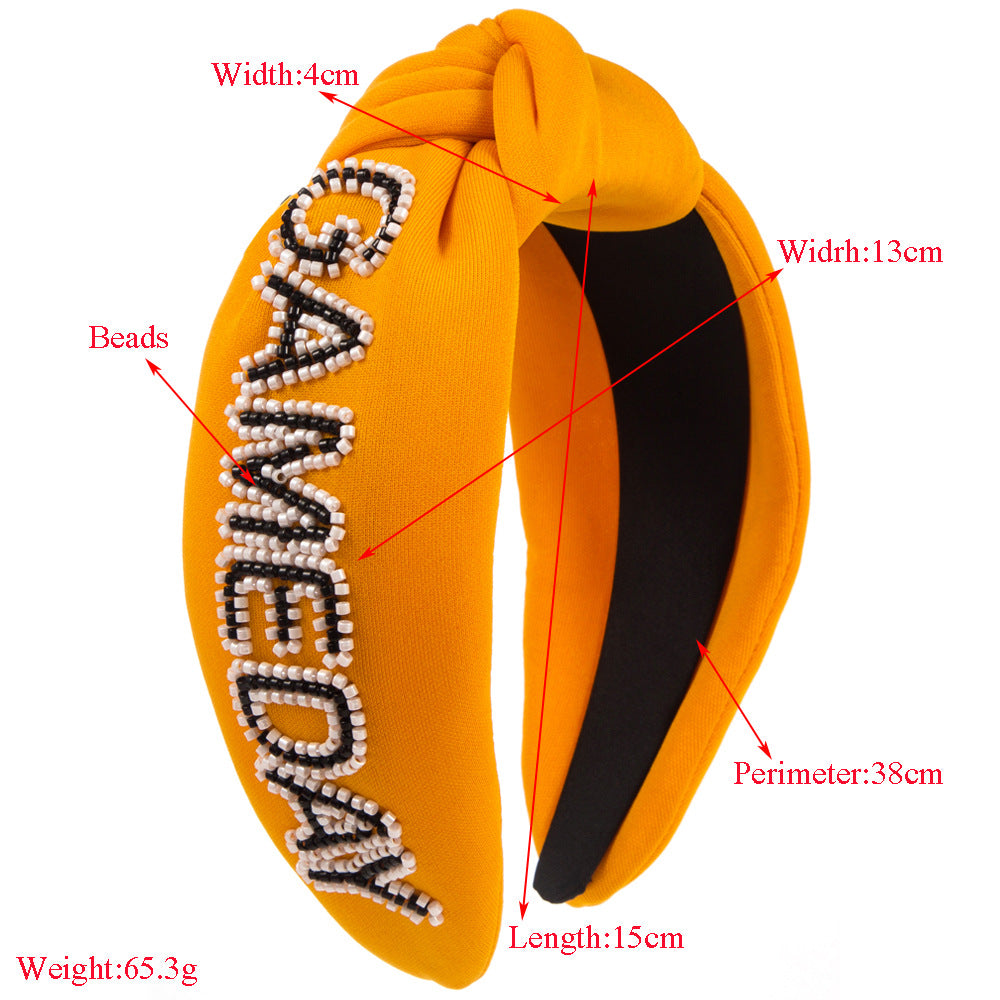 GAMEDAY Seed Beads Knotted Fabric Headband L4863