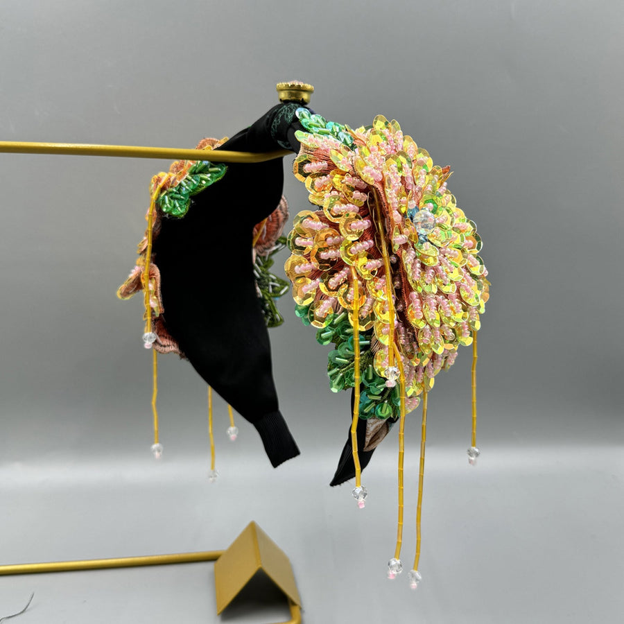 Floral Sequins Tassel Headband L4880