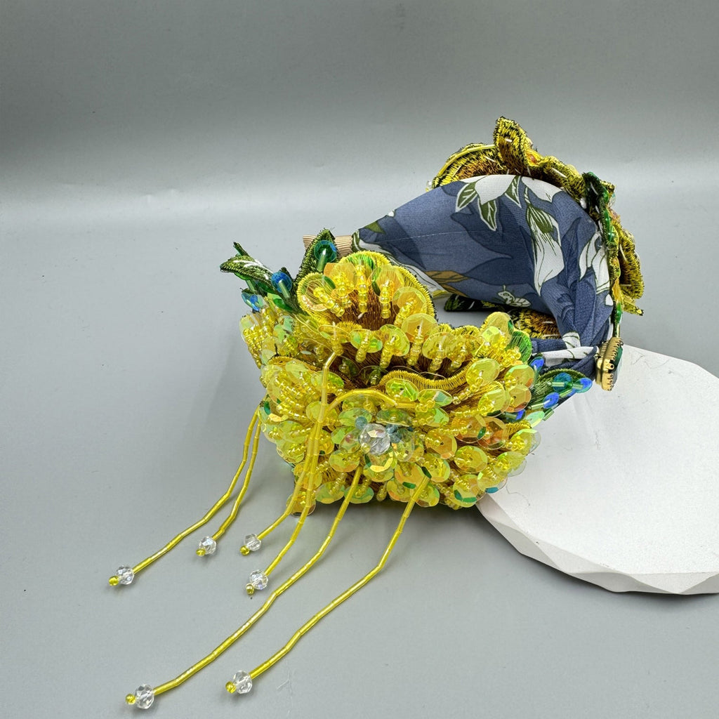 Floral Sequins Tassel Headband L4880