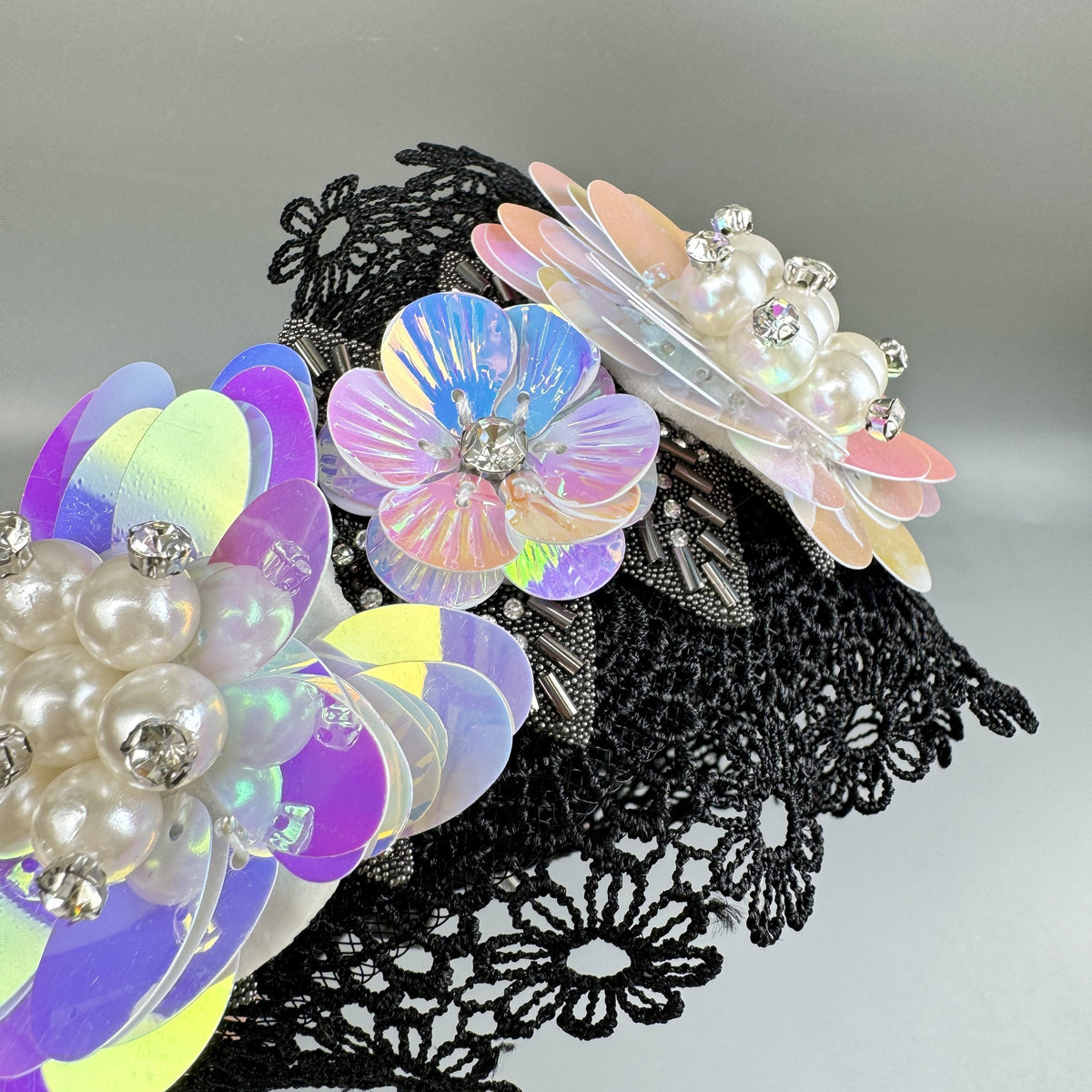 Baroque Pearl Floral Beads Chain Fabric Headband L4881